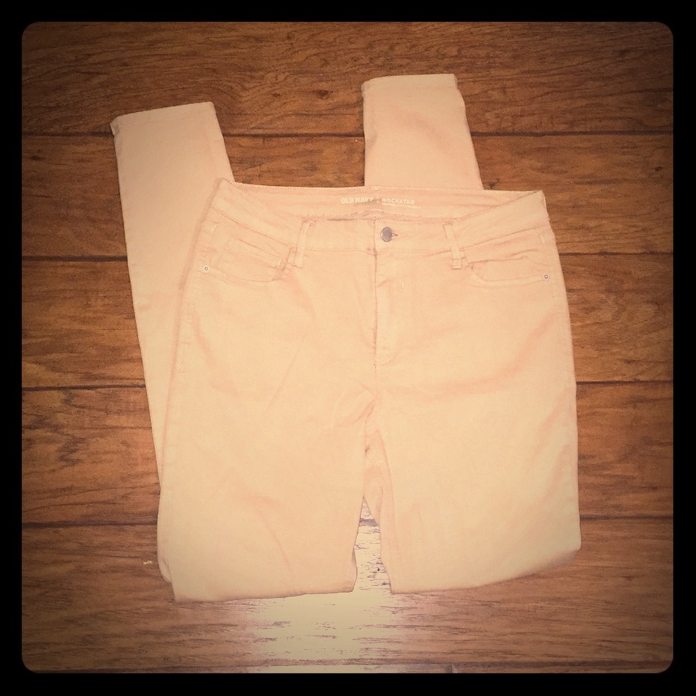 Khaki Rockstar Skinny Jeans / 12 Tall